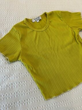 Frankie's Bikinis Neon Lime Pleated Short Sleeve Tee